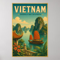 Vietnam Ha Long Bay Illustratie Reis Kunst Retro