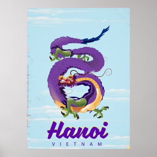 Vietnam Hanoi vintage draak reisposter Poster (Voorkant)