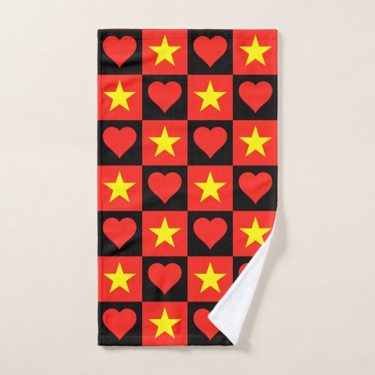 Vietnam Heart and Flag Pattern Fun Vietnamees Handdoek (Handdoek)