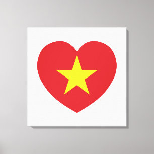Vietnam Heart Flag Canvas Afdruk