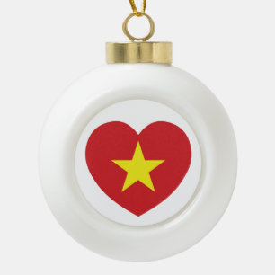 Vietnam Heart Flag Keramische Bal Ornament