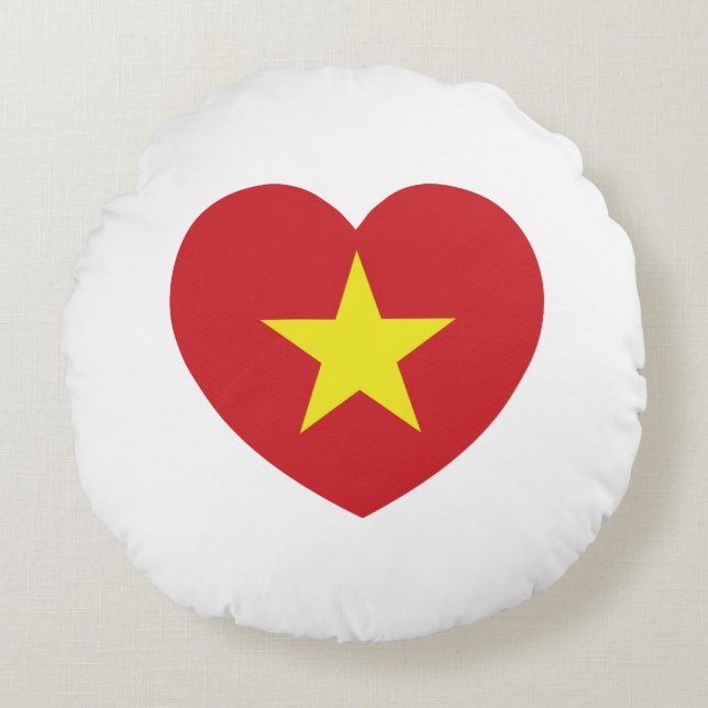 Vietnam Heart Flag Rond Kussen (Voorkant)