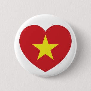 Vietnam Heart Flag Ronde Button 5,7 Cm
