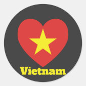 Vietnam Heart Flag Ronde Sticker (Voorkant)