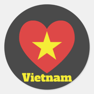 Vietnam Heart Flag Ronde Sticker