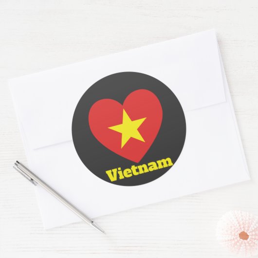Vietnam Heart Flag Ronde Sticker (Envelop)