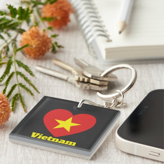 Vietnam Heart Flag Sleutelhanger (Voorkant Rechts)