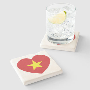 Vietnam Heart Flag Stenen Onderzetter