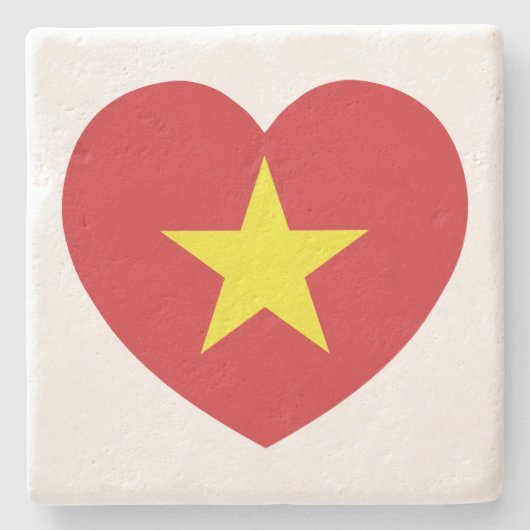 Vietnam Heart Flag Stenen Onderzetter (Voorkant)