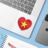 Vietnam Heart Flag Sticker (Laptop met iPhone)