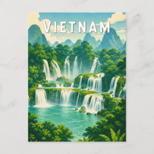 Vietnam Illustratie Reis Kunst Vintage Briefkaart