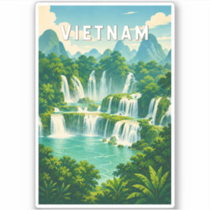 Vietnam Illustratie Reis Kunst Vintage Sticker