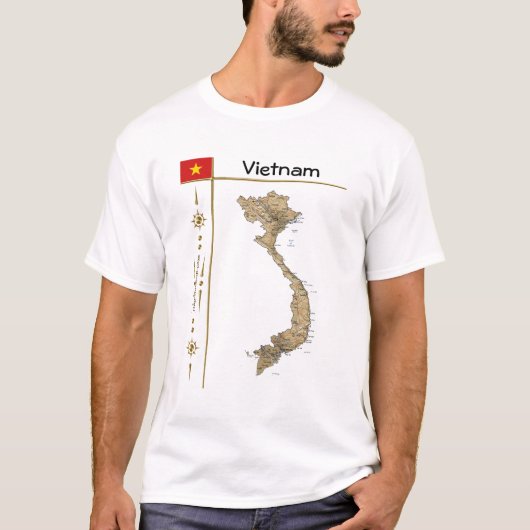 Vietnam-kaart + vlag + titel T-shirt (Voorkant)