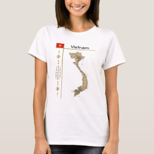Vietnam-kaart + vlag + titel T-shirt