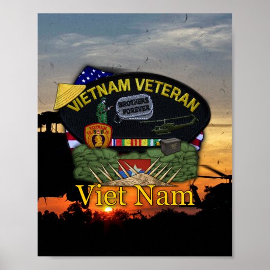 Vietnam Nam War Veterans Vets Patch Print (Voorkant)