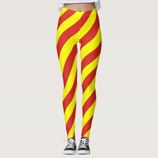 Vietnam Nationale vlag Kleuren Diagonaal gestreept Leggings (Voorkant)