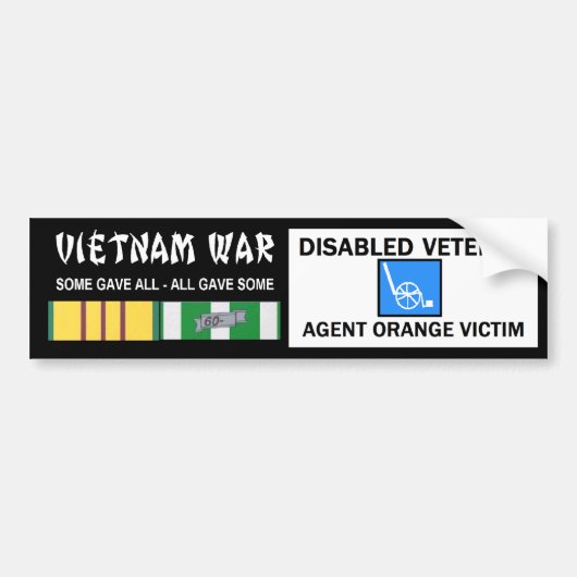VIETNAM OORLOG - GEHANDICAPTE VET - AGENT ORANJE V BUMPERSTICKER (Voorkant)