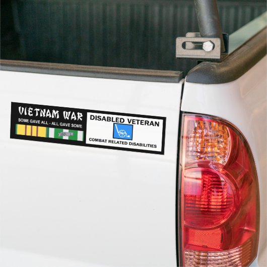 VIETNAM OORLOG - GEHANDICAPTE VET - COMBAT IN VERB BUMPERSTICKER (Op Truck)