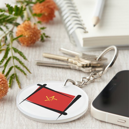 Vietnam-penseelvlag Sleutelhanger (Voorkant Rechts)