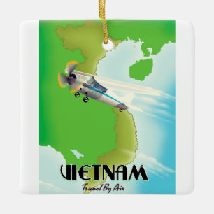 Vietnam per vliegtuig vakantieprint. keramisch ornament