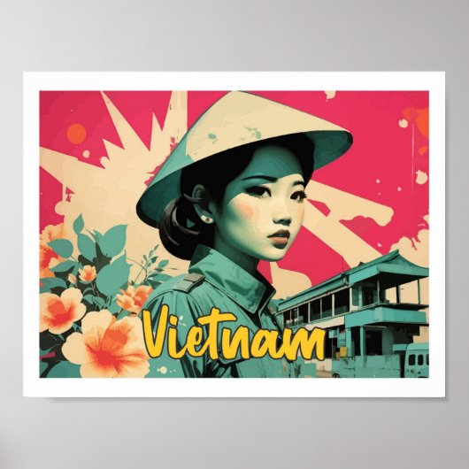 Vietnam Pop Art Travel Illustration Poster (Voorkant)