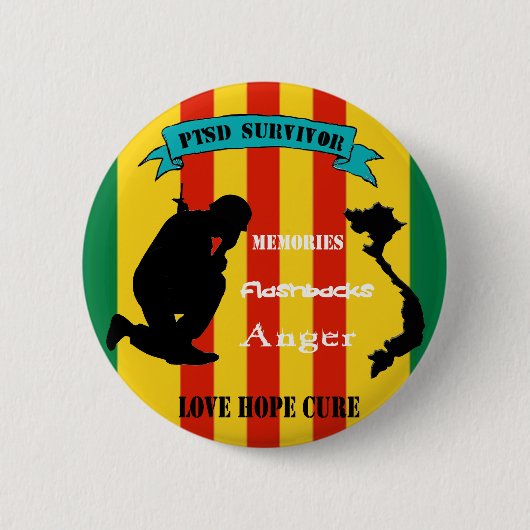 Vietnam PTSD Survivor Pin Ronde Button 5,7 Cm (Voorkant)