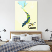 Vietnam reis kaart canvas afdruk (Insitu (Slaapkamer))