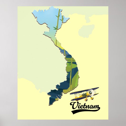 Vietnam reis kaart poster (Voorkant)