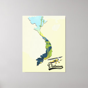 Vietnam Reiskaart Canvas Afdruk