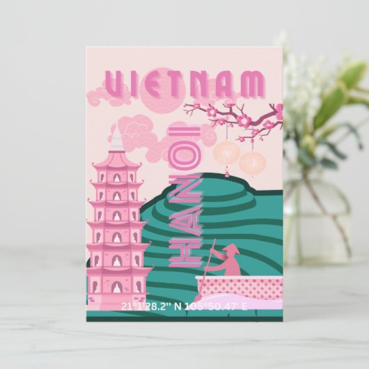 Vietnam Reiskunst Feestdagenkaart (Staand voorkant)