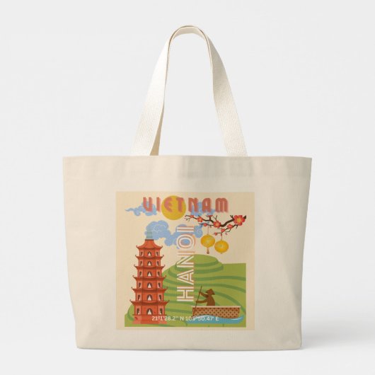Vietnam Reiskunst Grote Tote Bag (Achterkant)