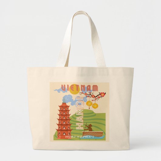 Vietnam Reiskunst Grote Tote Bag (Voorkant)