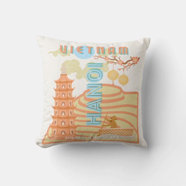 Vietnam Reiskunst Kussen (Voorkant)
