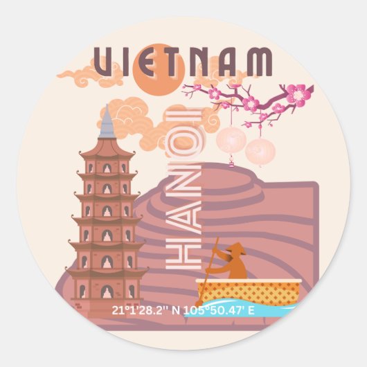 Vietnam Reiskunst Ronde Sticker (Voorkant)