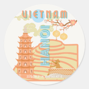 Vietnam Reiskunst Ronde Sticker