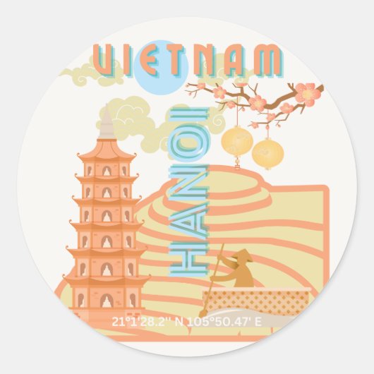 Vietnam Reiskunst Ronde Sticker (Voorkant)