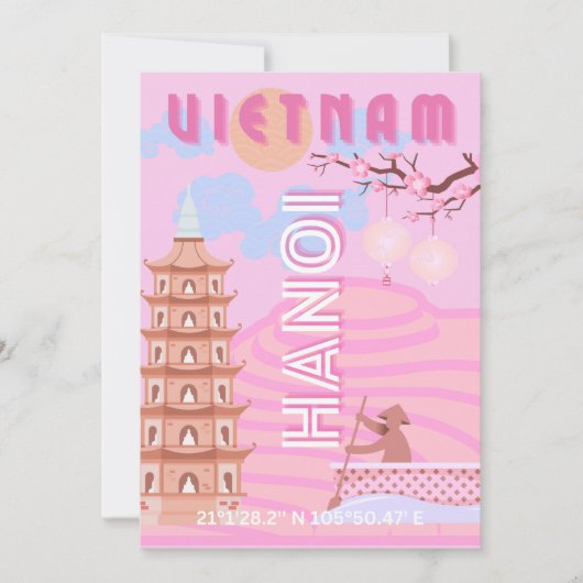 Vietnam Reiskunst, Roze Feestdagenkaart (Voorkant)