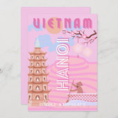Vietnam Reiskunst, Roze Feestdagenkaart (Voorkant / Achterkant)