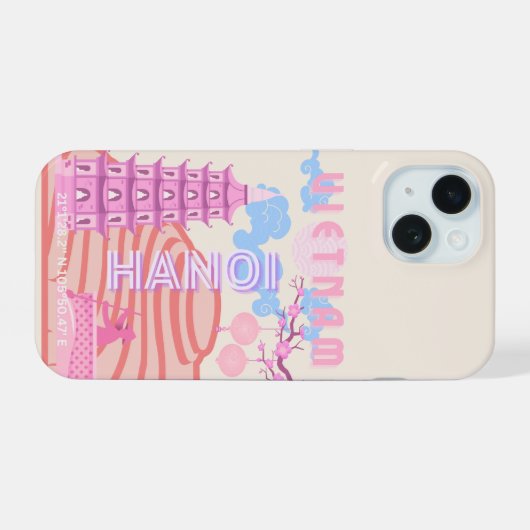 Vietnam Reiskunst, Roze iPhone 15 Case (Achterkant horizontaal)