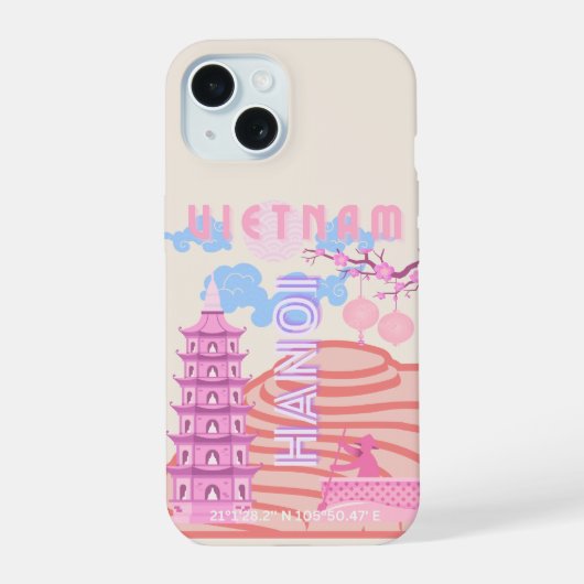 Vietnam Reiskunst, Roze iPhone 15 Case (Achterkant)