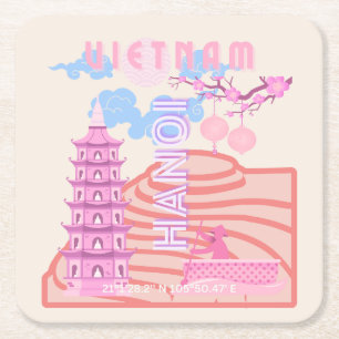 Vietnam Reiskunst, Roze Kartonnen Onderzetters