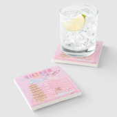 Vietnam Reiskunst, Roze Stenen Onderzetter (Zijkant)