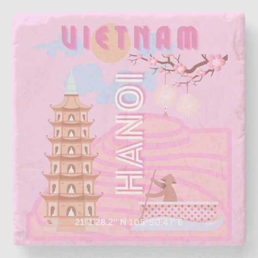 Vietnam Reiskunst, Roze Stenen Onderzetter (Voorkant)