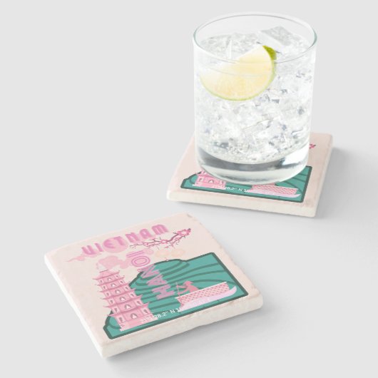 Vietnam Reiskunst Stenen Onderzetter (Zijkant)