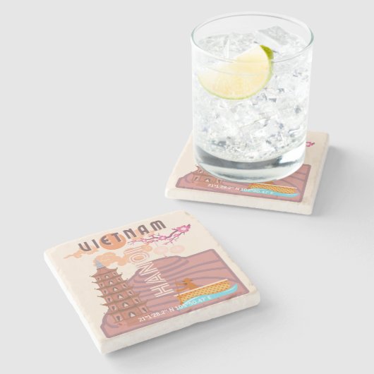 Vietnam Reiskunst Stenen Onderzetter (Zijkant)