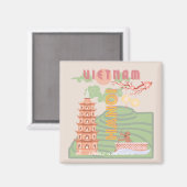 Vietnam Reizen Kunst,  Magneet (Voorkant / Achterkant)
