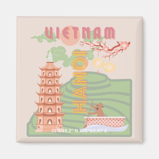 Vietnam Reizen Kunst,  Magneet (Voorkant)