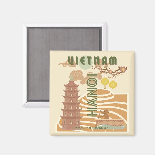 Vietnam Reizen Kunst,  Magneet (Voorkant / Achterkant)