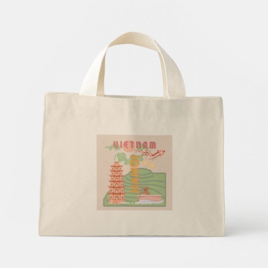 Vietnam Reizen Kunst,  Mini Tote Bag (Achterkant)