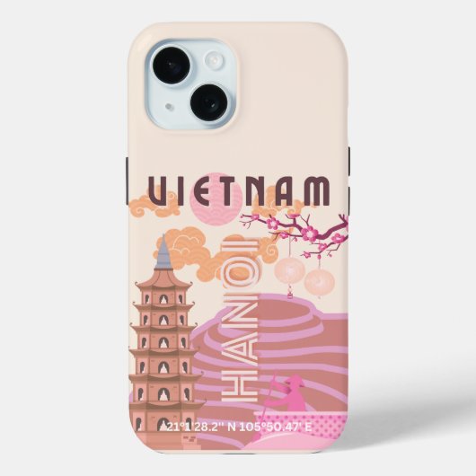 Vietnam Reizen Kunst, Retro Case-Mate iPhone Case (Achterkant)